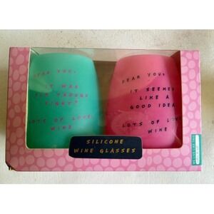NPW Design Silicone Wine Glasses Strawberry Prosecco Crush Set of 2 NEW